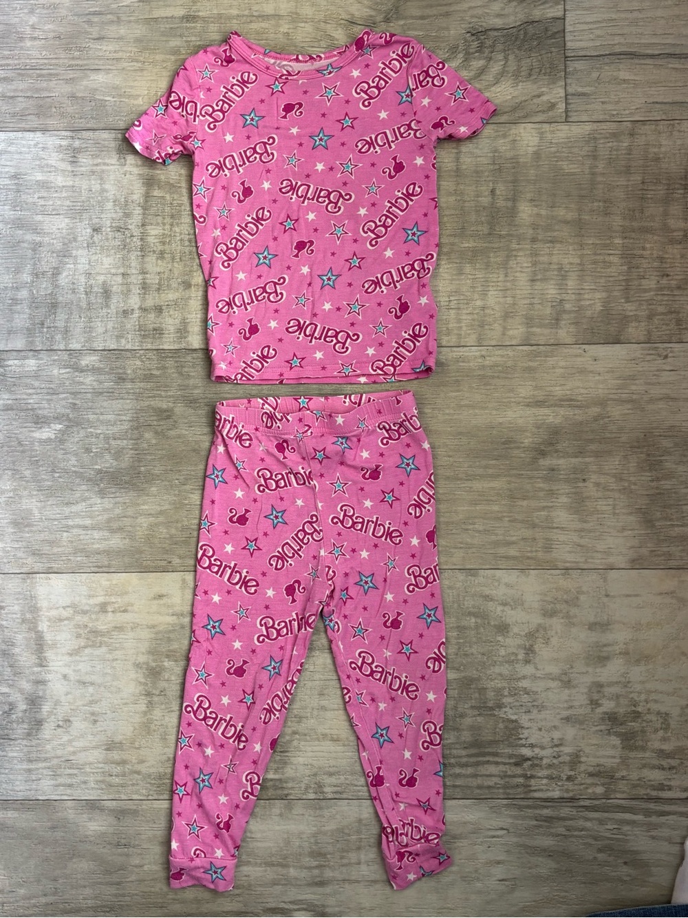 Barbie Pink Star Logo Two-Piece Pajama Set-034